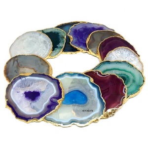 Tranches de Sous-verres en Agate Cristalline de Meilleure Qualité, Petite Taille, avec Bord Doré : Tranches d'Agate en Gros : Achetez en Ligne chez N H AGATE - Product Image 3