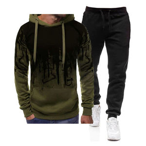 Survêtements en molleton de polyester imprimés numériques par sublimation d'eau vêtements de sport pulls à capuche bas actifs dégoulinant de peinture - Product Image 5