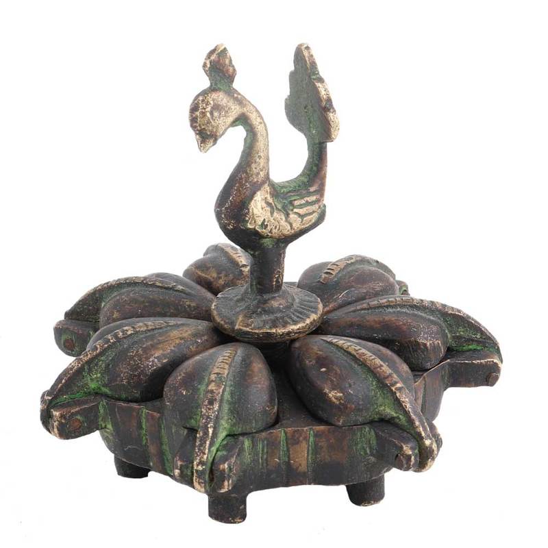 Handmade Antique Brass Peacock Top Seven