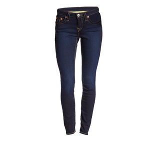 Jeans de mezclilla lisos lavados con mono estilo arrugado clasificado AA para mujeres motociclistas lavado oscuro patrón sólido protección principal - Product Image 2