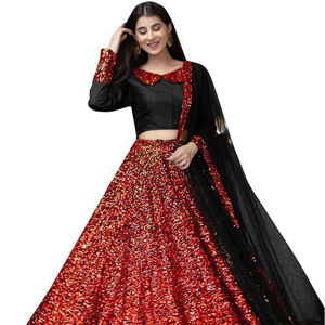 Moat Attractiveand Rich Look Party Wear Diseñador indio Lehenga Choli con blusa sin costuras Precio bajo barato Venta al por mayor Étnico - Product Image 1