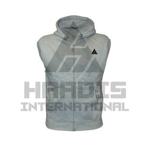 Nuevas sudaderas con capucha de gimnasio sin mangas personalizadas Precio al por mayor Sudadera con capucha con cremallera sin mangas OEM Ropa de hombre - Product Image 1