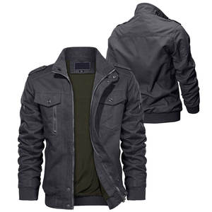 แจ็คเก็ตคาร์โก้คอตั้งทรงสลิมฟิตสำหรับฤดูหนาวรุ่นใหม่ ผลิตตามสั่ง ผ้าสแปนเด็กซ์ผสมคอตตอน ระบายอากาศได้ดี แห้งเร็ว พร้อมปักโลโก้ตามต้องการสำหรับผู้ชาย - Product Image 1