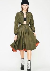 Ensemble jupe blouson bombardier écologique personnalisé pour femmes, tenue deux pièces élégante et décontractée, mode OEM avec logo avant, automne hiver - Product Image 3