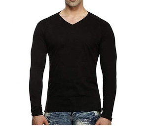 Long Sleeve Fitted Slim T-SHIRT Mens Cotton Elastane Gym Wear Sport T Shirts - Product Image 2