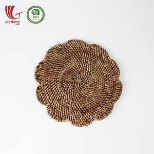 Vietnamese Round Flower Handwoven Rattan Charger Rattan Placemats Wholesale - Product Image 2