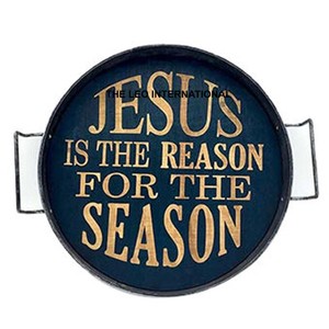 Plateau de service rond de Noël en fer forgé, élégant et luxueux, antirouille, haut de gamme, pour la décoration intérieure - Product Image 1