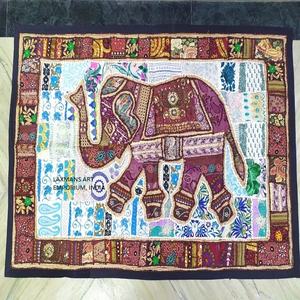 ผ้าแขวนผนังลายช้างแบบอินเดีย งานปะติดผ้าฝ้ายหลากสีสไตล์อาร์ตเดโค สำหรับตกแต่งบ้าน ขายส่ง - Product Image 4