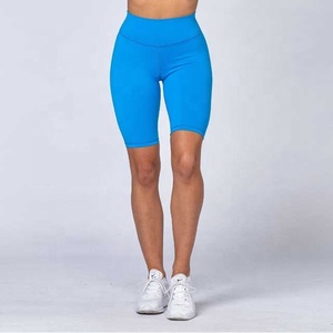 High Waist Seamless Yoga Shorts Solid Green Spandex Polyester Elastic Waist <b>Women</b> Workout Fitness Short Leggings - Product Image 3