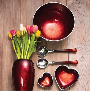 Cuenco de corazón de aluminio para el hogar, cuenco decorativo con acabado esmaltado, vajilla de diseño moderno, cuencos de Metal para servir corazones - Product Image 5