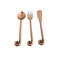 Cuillère et fourchette et baguettes ensemble de couverts en or rose poignée ronde en spirale ensemble de couverts pour bébé poignée en spirale cuillère et fourchette