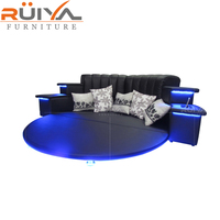 Lit rond blanc avec lumière LED, prix bas, mobilier de chambre à coucher, cadre de lit en cuir