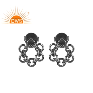 ผู้ผลิตเครื่องประดับแฟชั่นต่างหูสตั๊ดแป้นกระดุมทองเหลืองชุบโรเดียมดอกไม้ - Product Image 1