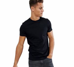 Camiseta de manga corta de alta calidad con cuello redondo y color liso/camiseta en blanco transpirable básica suave para hombre 2024 - Product Image 3