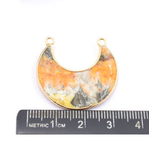 Colgante de Jaspe Abejorro en Forma de Luna Chapado en Oro con Argolla para la Creación de Joyas - Product Image 4