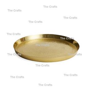 Plato de bandeja de servicio chapado en oro de metal de forma redonda para comida, aperitivos, té, café, platos para servir a los precios más baratos - Product Image 1