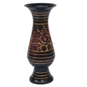 Manufacturer of Brass Metal <b>Flower</b> <b>Vases</b> for Home Decoration Indian Hand Craved <b>Flower</b> Pot Metal <b>Flower</b> Pot With <b>Black</b> Antique - Product Image 4