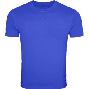 เสื้อยืดคอกลมแขนสั้นผ้าคอตตอน100% สีฟ้าถักสำหรับผู้ชาย - Product Image 2