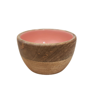 Bol de service alimentaire en bois fait main robuste bol rond en bois de manguier autocollant émail bol de service de table - Product Image 1