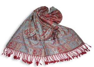 Chal Pashmina de Jacquard de Viscosa de Longitud Larga con Patrón Jamavar, Estilo Cuadrado, Diseño Reversible, Transpirable para Otoño - Product Image 5