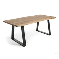 Mesa de Comedor Plegable de Diseño Moderno con Base de Hierro y Tablero de Madera Reciclada, Ecológica, de Alta Calidad, para Uso en Hogar, Hotel o Villa
