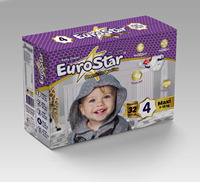 Pañales Desechables EUROSTAR de Algodón Impreso para Bebé, Tipo Pantalón, con Protección Antifugas, Superficie Seca, SAP Importado de 2 Capas, OEM Turco