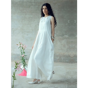 Mono informal de una pieza para mujer, mono de algodón de lino 100%, sin mangas, bordado, precio al por mayor - Product Image 4