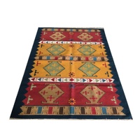 Tapis en laine de couleur unie, design créatif, fait main, traditionnel, Inde, rouge, jaune, décoratif, kilim, extra épais, antidérapant