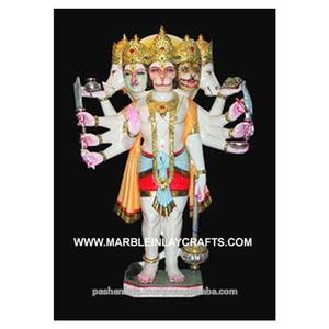 Statue de dieu en marbre indien, Statue de style Hanumana Panchmukhi - Product Image 1