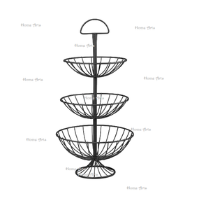 Panier de forme ronde de bonne conception panier en fil de fer à 3 niveaux panier de fruits de taille personnalisée de qualité supérieure pour la cuisine - Product Image 1