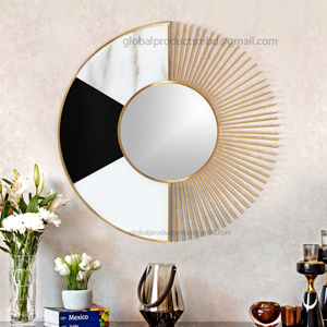 Magnifique miroir mural arqué pour chambre à coucher, cadre en métal couleur or avec structure latérale - Product Image 2