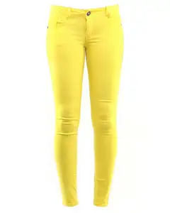 Vaqueros Mujer caliente venta de moda con cremallera pantalones al por mayor amarillo Denim jeans