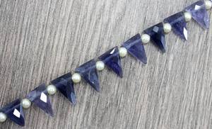 Pierre précieuse Iolite naturelle 13 pièces, perles de Briolette en forme de Triangle à facettes pour la fabrication de bijoux à la main, vente en gros - Product Image 2