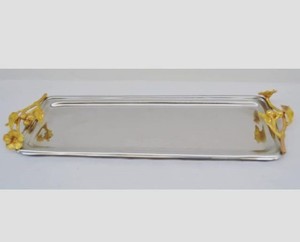 Bandeja de servicio elegante con mango dorado para el hogar, plato de cocina para fiesta de boda, decoración de Color plateado, diseño moderno, plato de Metal - Product Image 3