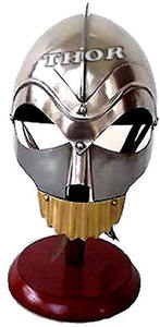 Casco de armadura vikingo decorativo de recreación medieval, calibre 18, acero plateado pulido con soporte, disfraz de casco de armadura chapada - Product Image 5