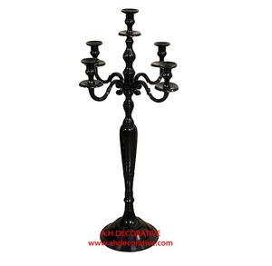 Candélabre carré en métal enduit noir fait à la main de haute qualité pièce maîtresse de mariage à 5 bougies pour décorations intérieures et extérieures - Product Image 1