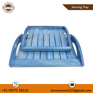 Hot Selling 2-Piece Mango Wood Serving Tray Set High Quality Custom Size Direct Factory Sale Wholesale <b>Supply</b> - Product Image 3