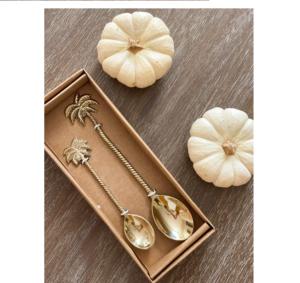 Cuillère en laiton à long manche fait à la main décoratif en laiton or cuillère maison aspect décoratif design poignée et or poli - Product Image 3