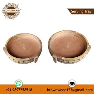 Bandeja de servicio de madera de mango de estilo rural Premium con patas, Juego de 2, venta al por mayor de fábrica para exhibición de restaurantes de hoteles y decoración del hogar - Product Image 3