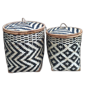 Cesta de bambú tejido Natural, almacenamiento hecho a mano - Product Image 3