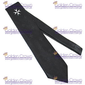 Vente en gros de chevalier maçonnique Malte 100% Cravate en soie avec logo croix de Malte tissé - Product Image 3