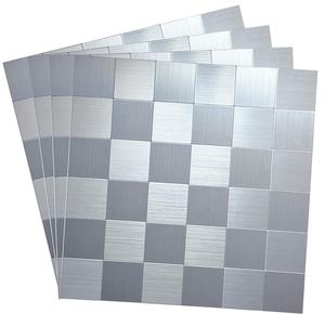 Vividtiles-Baldosas de aluminio inoxidable cepillado para pared, baldosas de Metal, revestimiento y Palo, antisalpicaduras, 10 unidades por <span class=keywords><strong>caja</strong></span> - Product Image 1