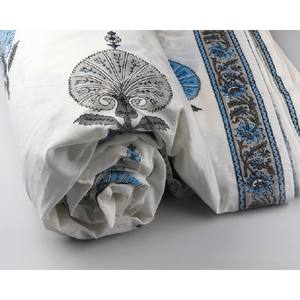 Bordered <b>White</b> and Gray 100% Cotton Quilting Fabric by the yard Hand Block Print Running Sewing Fabric <b>girl</b> stylish fabric - Product Image 3