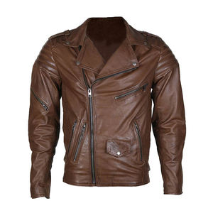 Veste en cuir pour hommes, vêtements de moto de qualité supérieure, avec fermeture éclair, fait par des ailes - Product Image 1