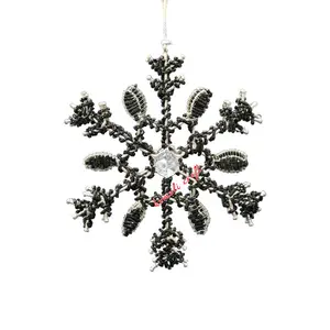 Beaded wholesale metal Christmas glass crystal snowflake ornaments