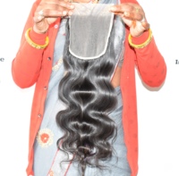 Cheveux indiens Remy 100% naturels, aspect naturel, vierges, ondulés, fermeture 5*5, style personnalisé, cuticules alignées, double trame machine