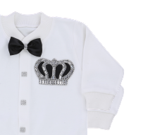 Vente en gros Ensemble 3 Pièces Noir 100% Coton Tissu Tricoté Personnalisé à Manches Longues Nouveau Design Bébé Garçon Printemps Barboteuse Qualité Nouveau-Né Porter - Product Image 3