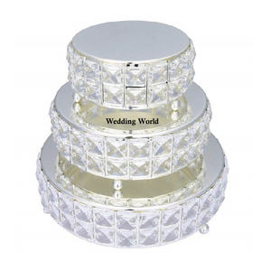 Support de gâteau en métal de forme ronde, support de gâteau décoratif de mariage fait à la main à trois niveaux, vente en gros, support de gâteau de créateur - Product Image 1
