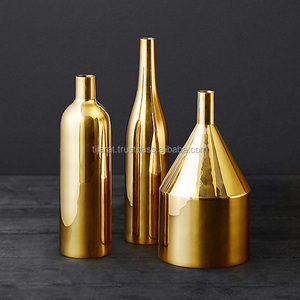 Wholesale Custom <b>Gold</b>-Finished Handmade Aluminum Contemporary Eco-Friendly Flower <b>Vase</b> for Wedding Home Hotel Decoration Custom - Product Image 2