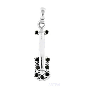 Adorable Authentic <b>Guitar</b> Design Gemstone Silver Pendant With <b>Black</b> Onyx Fashion Pendant Jewellery Birthday Present - Product Image 2